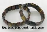 CGB3434 7.5 inches 12*15mm faceted rectangle mixed tiger eye bracelets