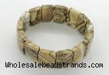 CGB3482 7.5 inches 15*20mm faceted rectangle picture jasper bracelets