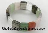 CGB3483 7.5 inches 15*20mm faceted rectangle mixed gemstone bracelets