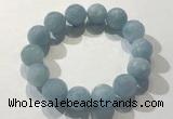 CGB4040 7.5 inches 14mm faceted round aquamarine beaded bracelets