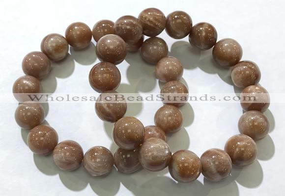 CGB4068 7.5 inches 13mm round sunstone beaded bracelets