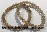 CGB4076 7.5 inches 7mm round golden rutilated quartz beaded bracelets