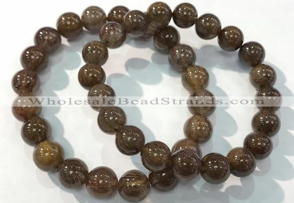 CGB4095 7.5 inches 10mm round rutilated quartz beaded bracelets