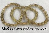 CGB4115 7.5 inches 8mm - 9mm round golden rutilated quartz beaded bracelets