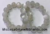 CGB4519 7.5 inches 14mm round white moonstone beaded bracelets