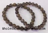 CGB4552 7.5 inches 7mm - 8mm round black sunstone beaded bracelets