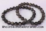 CGB4556 7.5 inches 7mm - 8mm round black sunstone beaded bracelets