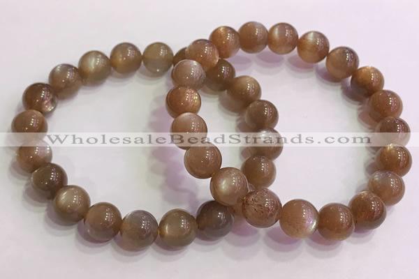 CGB4565 7.5 inches 10mm round golden sunstone beaded bracelets