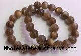 CGB4566 7.5 inches 12mm round golden sunstone beaded bracelets