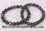 CGB4573 7.5 inches 8mm - 9mm round black sunstone beaded bracelets