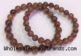 CGB4625 7mm - 8mm round red rutilated quartz beaded bracelets