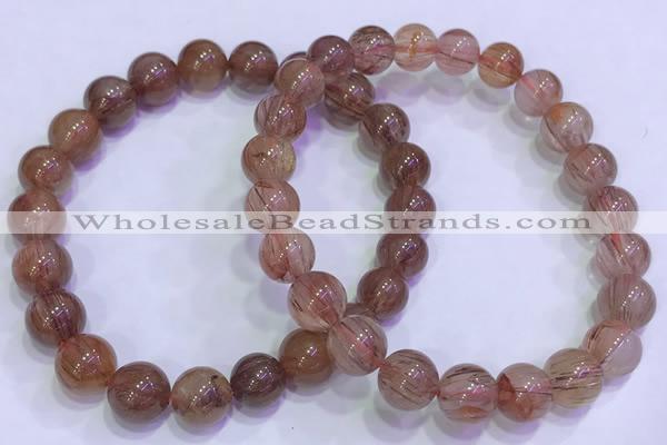 CGB4629 8mm - 9mm round red rutilated quartz beaded bracelets