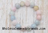 CGB5314 10mm, 12mm round morganite beads stretchy bracelets