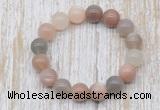 CGB5315 10mm, 12mm round moonstone beads stretchy bracelets