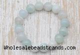 CGB5333 10mm, 12mm round sea blue banded agate beads stretchy bracelets