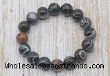 CGB5339 10mm, 12mm round black banded agate beads stretchy bracelets