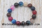 CGB5340 10mm, 12mm round colorful banded agate beads stretchy bracelets