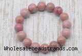 CGB5371 10mm, 12mm round pink wooden jasper beads stretchy bracelets