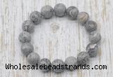 CGB5374 10mm, 12mm round grey picture jasper beads stretchy bracelets