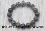 CGB5381 10mm, 12mm round black water jasper beads stretchy bracelets