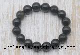 CGB5392 10mm, 12mm round black obsidian beads stretchy bracelets