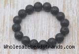 CGB5393 10mm, 12mm round black lava beads stretchy bracelets