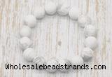 CGB5500 10mm, 12mm round matte white howlite beads stretchy bracelets