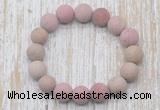 CGB5510 10mm, 12mm round matte pink wooden jasper beads stretchy bracelets