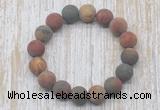 CGB5512 10mm, 12mm round matte picasso jasper beads stretchy bracelets