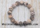 CGB5515 10mm, 12mm round matte zebra jasper beads stretchy bracelets