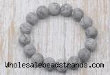 CGB5517 10mm, 12mm round matte grey picture jasper beads stretchy bracelets