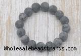 CGB5520 10mm, 12mm round matte black labradorite beads stretchy bracelets