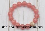 CGB5652 10mm, 12mm cherry quartz beads with zircon ball charm bracelets