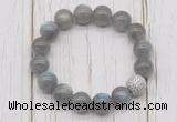 CGB5663 10mm, 12mm labradorite beads with zircon ball charm bracelets