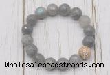 CGB5664 10mm, 12mm faceted labradorite beads with zircon ball charm bracelets