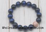 CGB5676 10mm, 12mm blue tiger eye beads with zircon ball charm bracelets