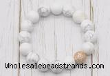 CGB5690 10mm, 12mm white howlite beads with zircon ball charm bracelets