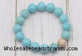 CGB5692 10mm, 12mm blue howlite turquoise beads with zircon ball charm bracelets