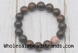 CGB5696 10mm, 12mm bronzite beads with zircon ball charm bracelets