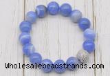 CGB5704 10mm, 12mm blue banded agate beads with zircon ball charm bracelets