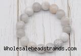 CGB5712 10mm, 12mm white crazy lace agate beads with zircon ball charm bracelets