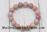 CGB5731 10mm, 12mm pink wooden jasper beads with zircon ball charm bracelets