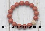 CGB5732 10mm, 12mm red jasper beads with zircon ball charm bracelets