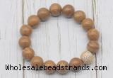 CGB5738 10mm, 12mm wooden jasper beads with zircon ball charm bracelets