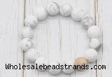 CGB5800 10mm, 12mm matte white howlite beads with zircon ball charm bracelets