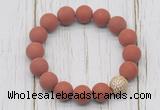 CGB5811 10mm, 12mm matte red jasper beads with zircon ball charm bracelets