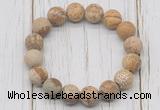 CGB5816 10mm, 12mm matte picture jasper beads with zircon ball charm bracelets