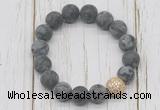 CGB5820 10mm, 12mm matte black labradorite beads with zircon ball charm bracelets