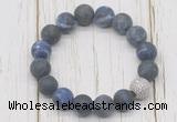 CGB5821 10mm, 12mm matte sodalite beads with zircon ball charm bracelets