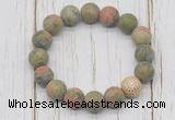 CGB5823 10mm, 12mm matte unakite beads with zircon ball charm bracelets